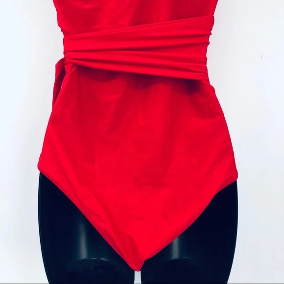 NWOT One Piece swimsuit one strap attached sash belt. LRG - Picture 6 of 6
